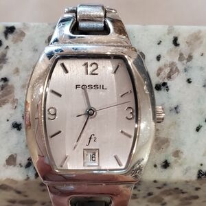 Fossil Silver-Tone Rectangular Watch